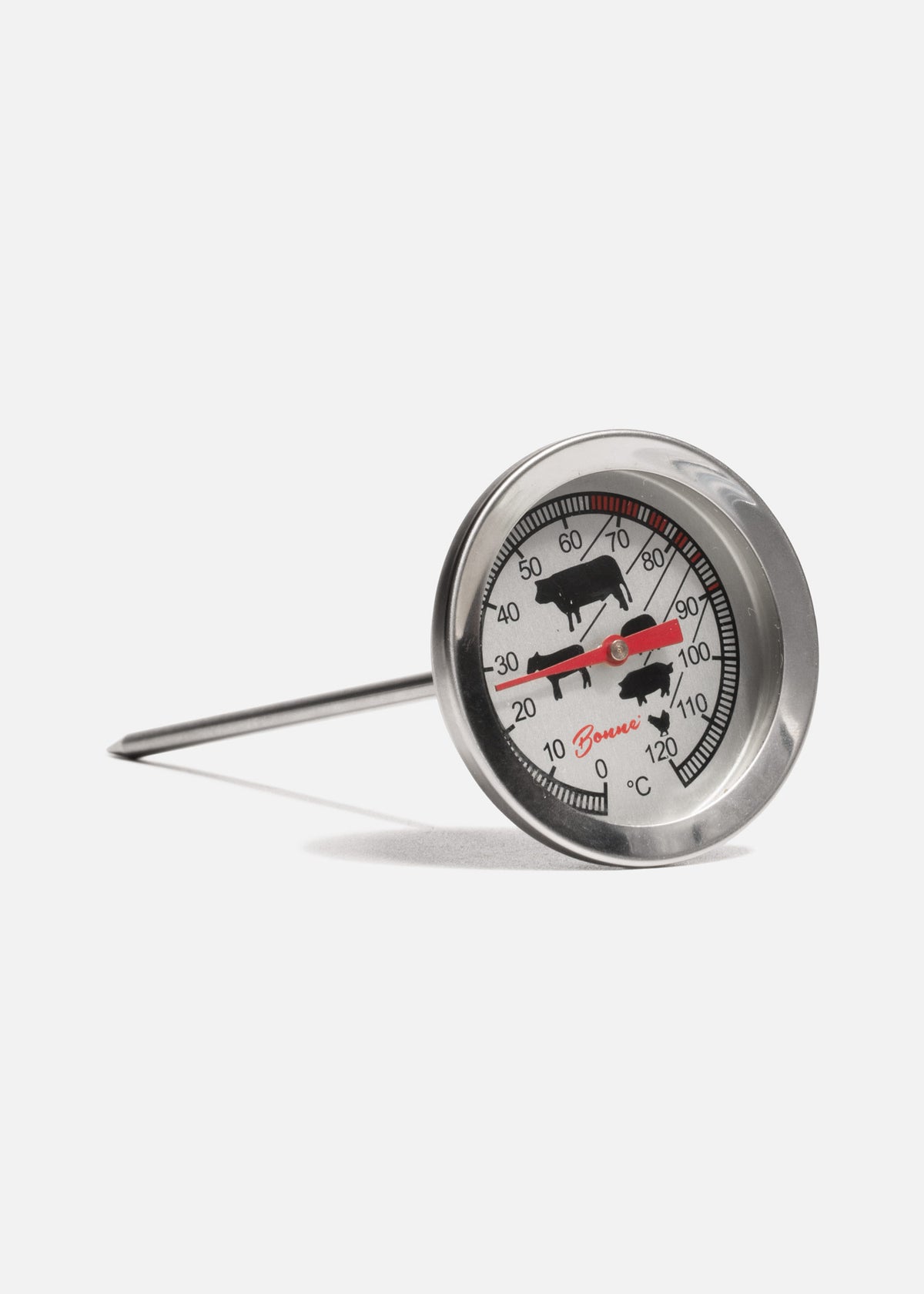 Termómetro bimetálico para asador de acero inoxidable control presciso de cocción y temperatura de 0° a 120° C — imagen de producto