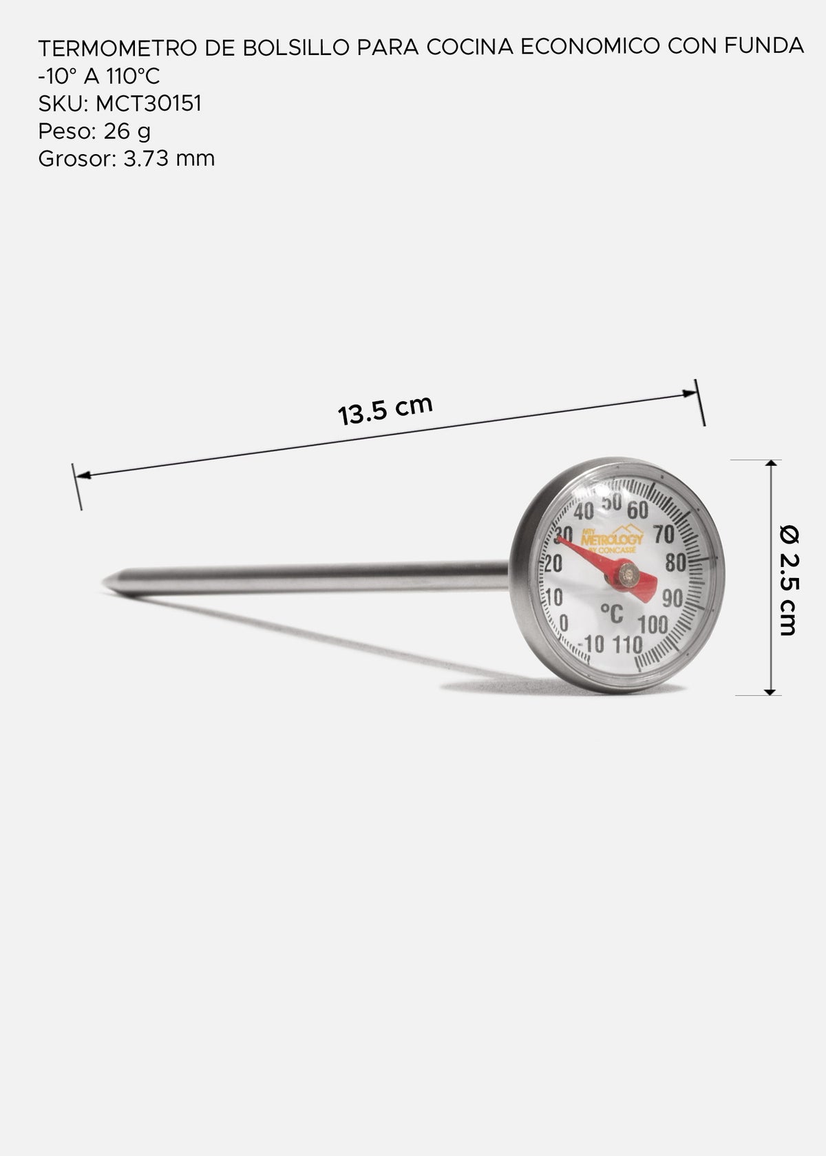 Termómetro de cocina de bolsillo para alimentos de acero inoxidable con funda para alimentos de -10° a 110° C — imagen de producto