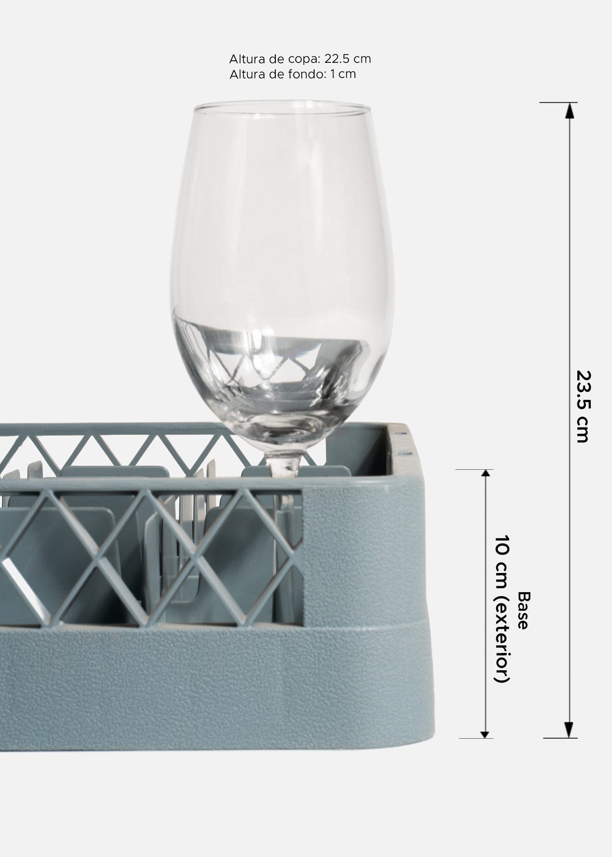 Transportadora de plástico reforzado gris para 25 vasos o copas 49x49x10 cm — imagen de producto