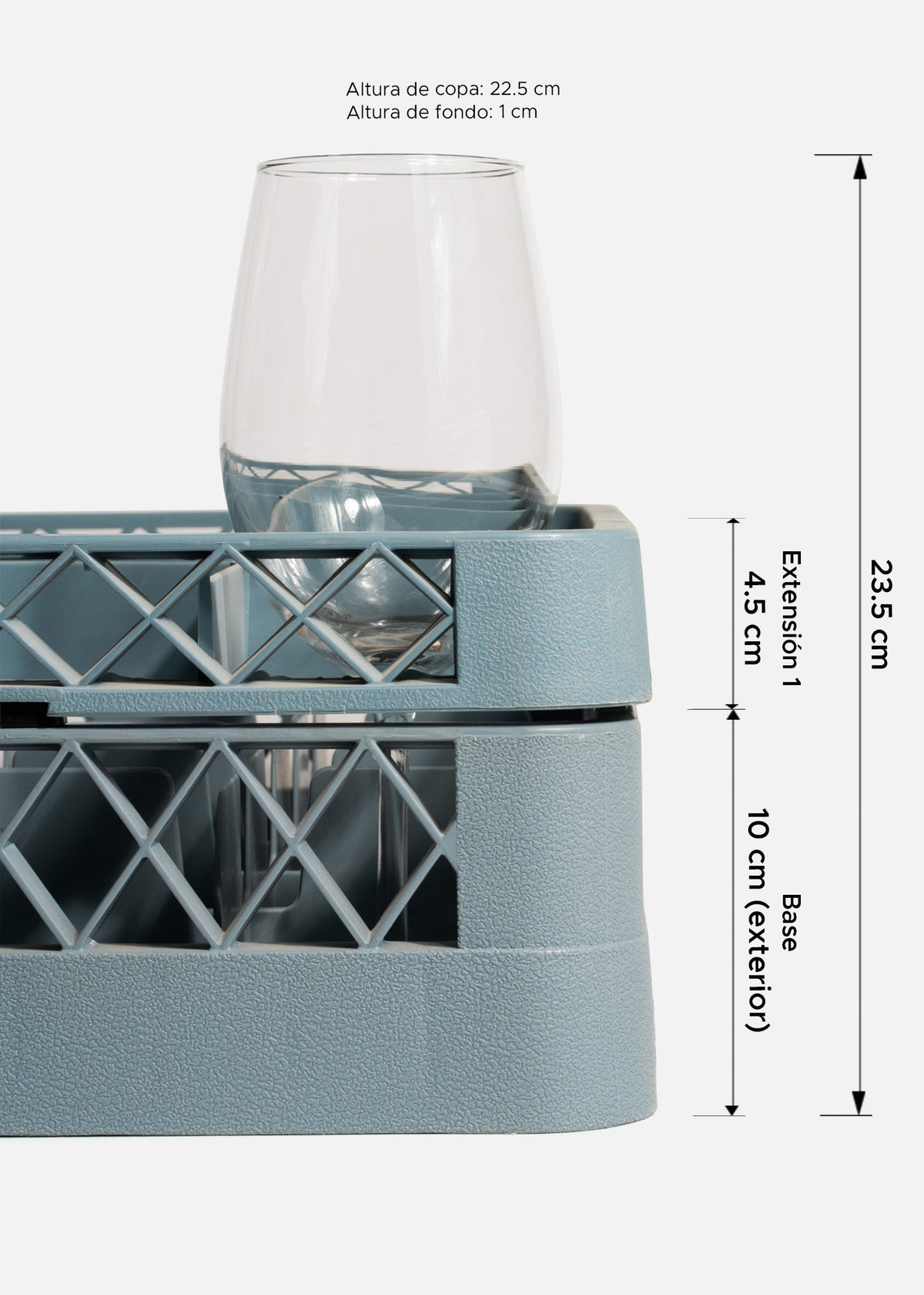Transportadora de plástico reforzado gris para 25 vasos o copas 49x49x10 cm — imagen de producto