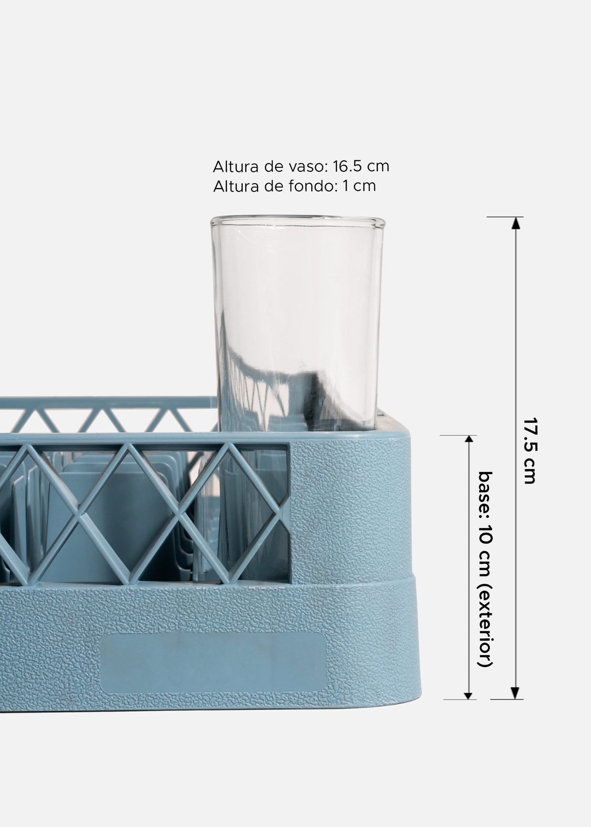 Transportadora de plástico reforzado gris para 49 vasos higball 49x49x10 cm — imagen de producto