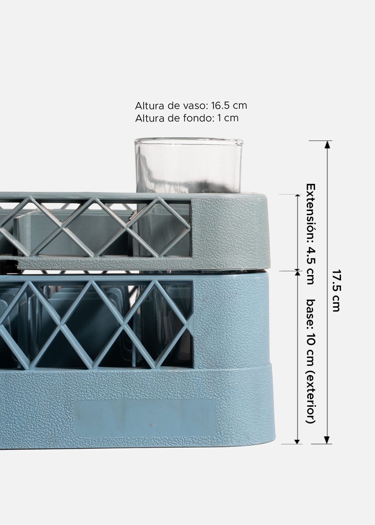 Transportadora de plástico reforzado gris para 49 vasos higball 49x49x10 cm — imagen de producto