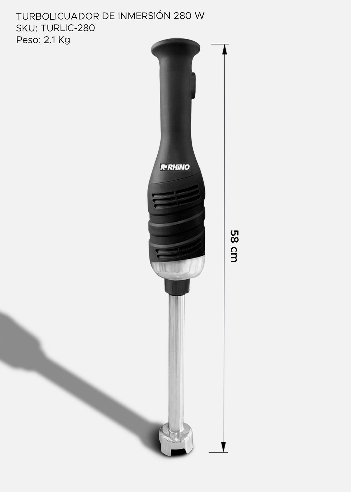 Turbolicuador industrial de acero inoxidable 10 Litros 280 Watts. Brazo de 24.5 cm. Plástico PA66 / CF60. Rhino TURLIC-280 — imagen de producto
