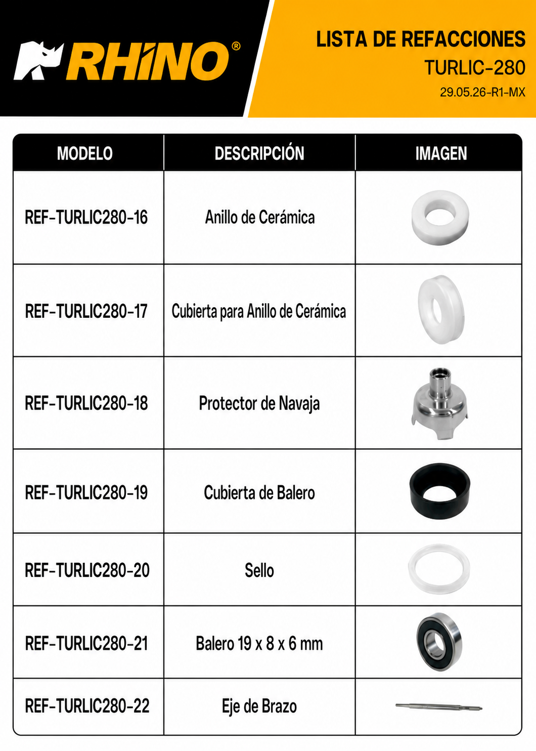 Turbolicuador industrial de acero inoxidable 10 Litros 280 Watts. Brazo de 24.5 cm. Plástico PA66 / CF60. Rhino TURLIC-280 — imagen de producto