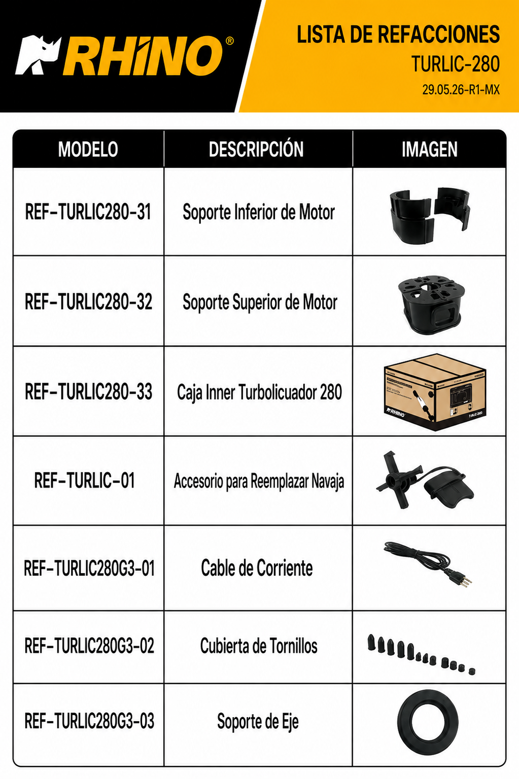Turbolicuador industrial de acero inoxidable 10 Litros 280 Watts. Brazo de 24.5 cm. Plástico PA66 / CF60. Rhino TURLIC-280 — imagen de producto