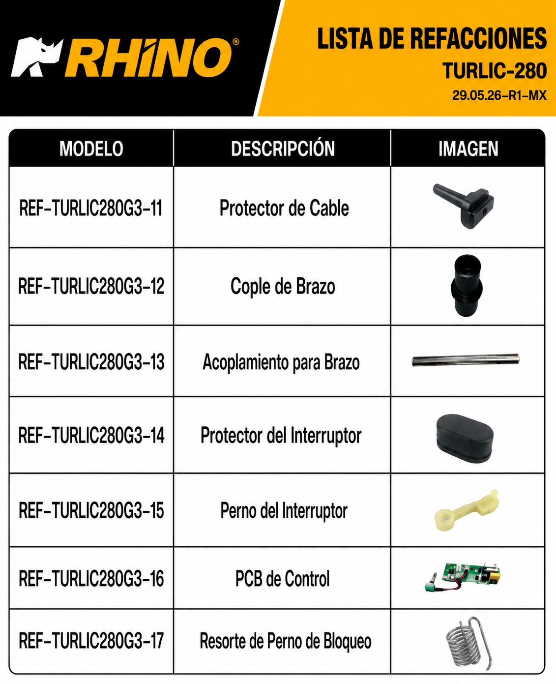 Turbolicuador industrial de acero inoxidable 10 Litros 280 Watts. Brazo de 24.5 cm. Plástico PA66 / CF60. Rhino TURLIC-280 — imagen de producto