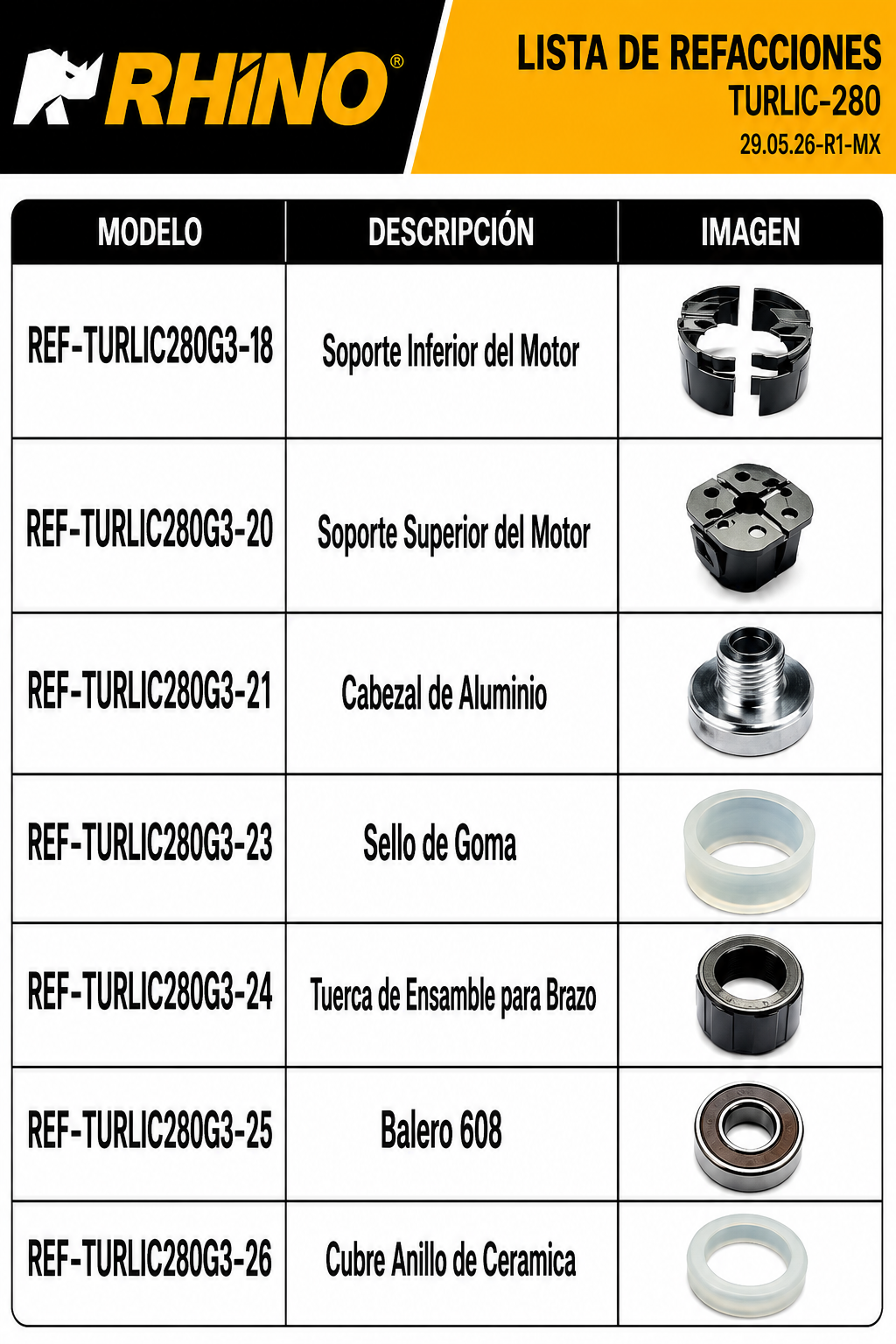 Turbolicuador industrial de acero inoxidable 10 Litros 280 Watts. Brazo de 24.5 cm. Plástico PA66 / CF60. Rhino TURLIC-280 — imagen de producto