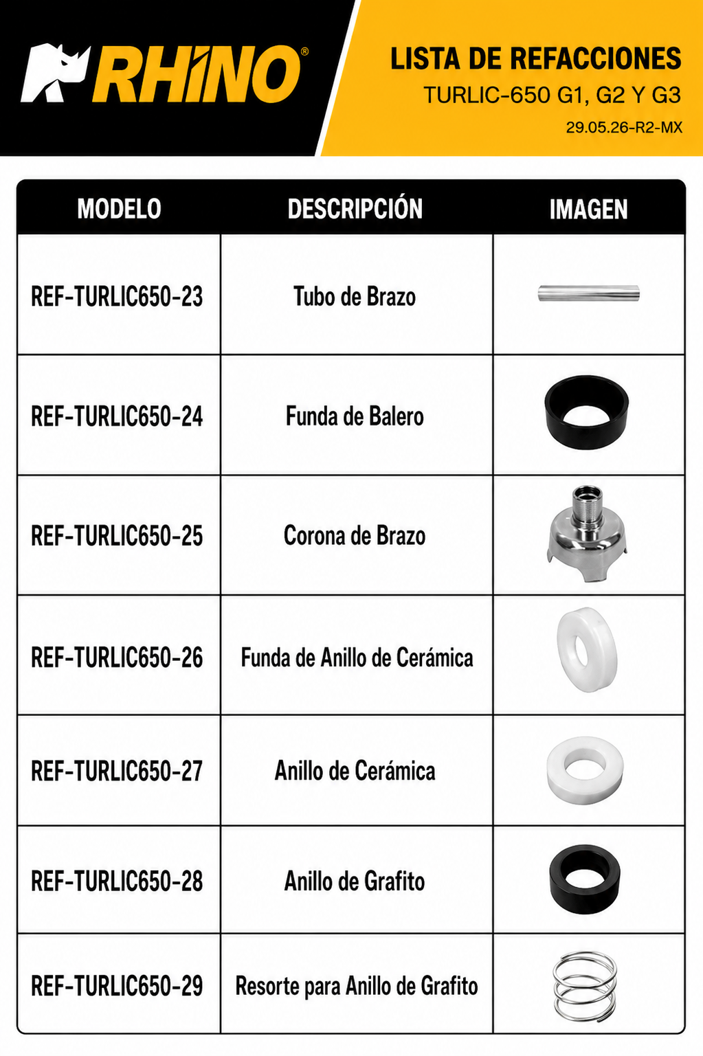 Turbolicuador industrial de acero inoxidable 180 L 650 Watts. Brazo de 51.7 cm. Plástico PA66 / CF30.Rhino TURLIC-650 — imagen de producto