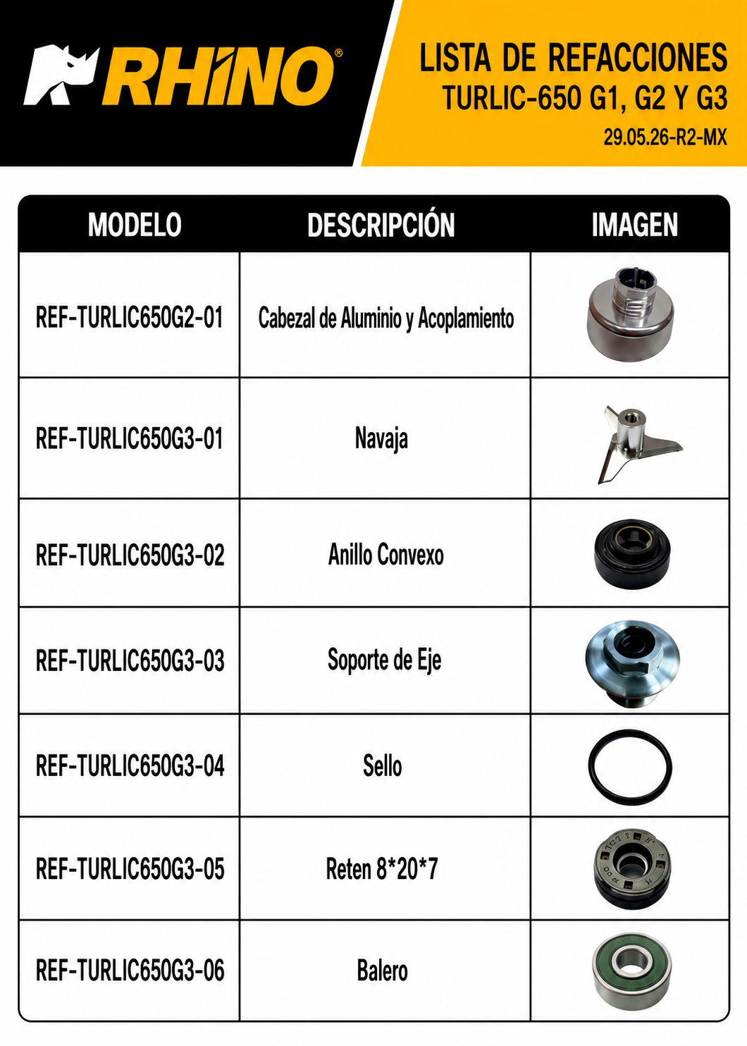 Turbolicuador industrial de acero inoxidable 180 L 650 Watts. Brazo de 51.7 cm. Plástico PA66 / CF30.Rhino TURLIC-650 — imagen de producto