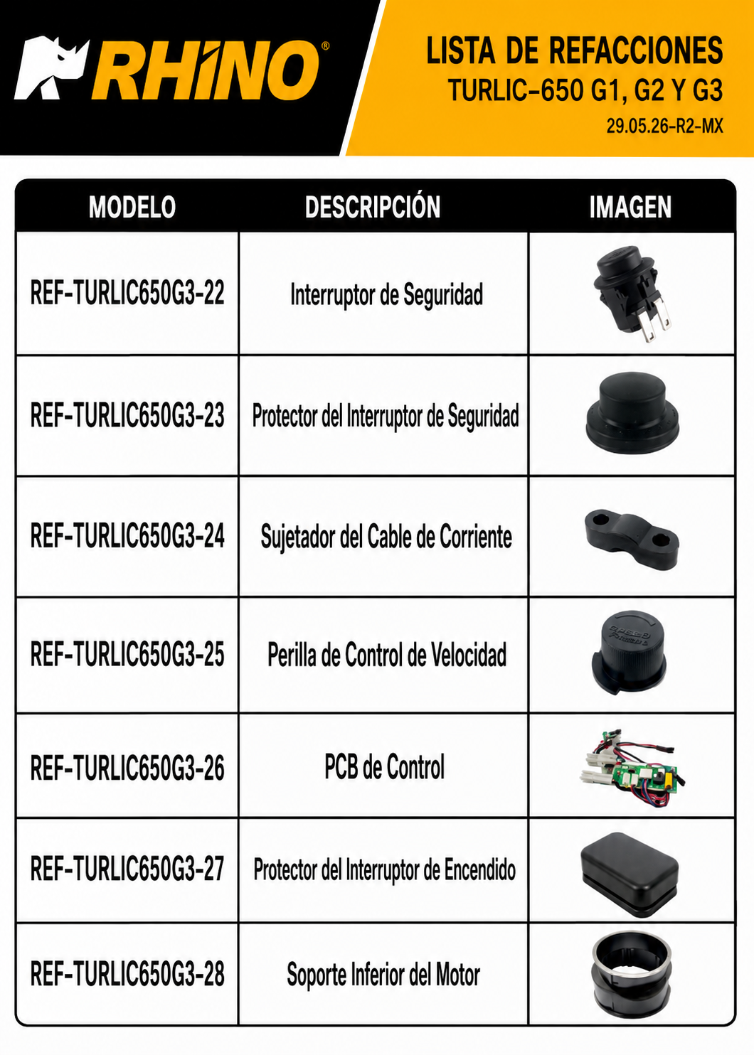 Turbolicuador industrial de acero inoxidable 180 L 650 Watts. Brazo de 51.7 cm. Plástico PA66 / CF30.Rhino TURLIC-650 — imagen de producto