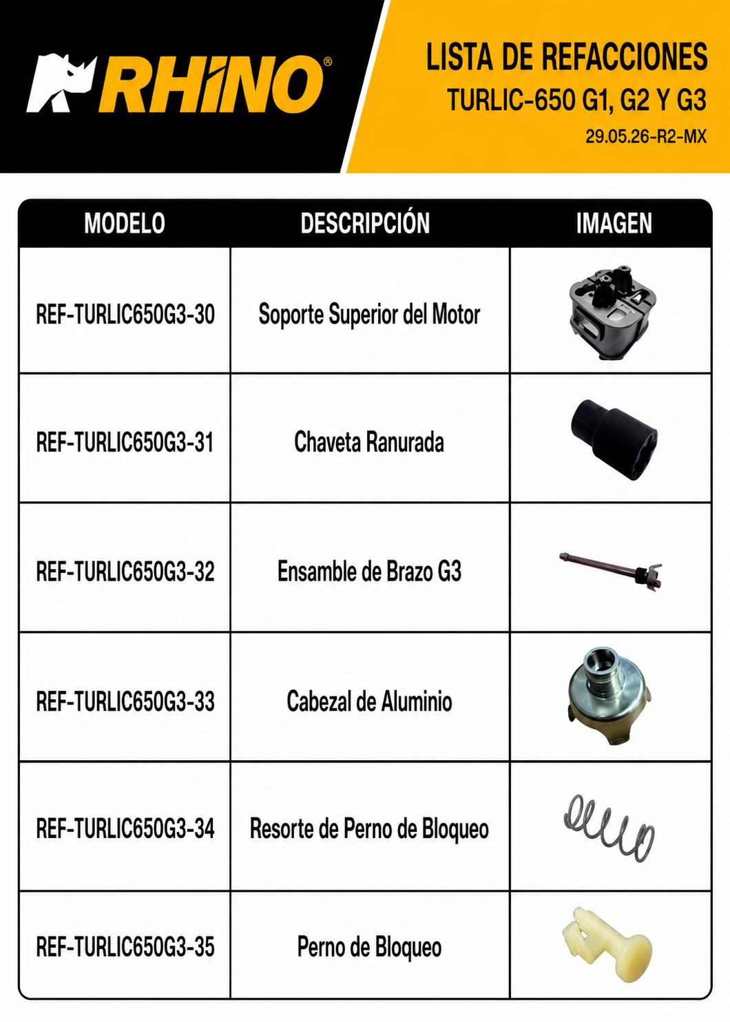 Turbolicuador industrial de acero inoxidable 180 L 650 Watts. Brazo de 51.7 cm. Plástico PA66 / CF30.Rhino TURLIC-650 — imagen de producto