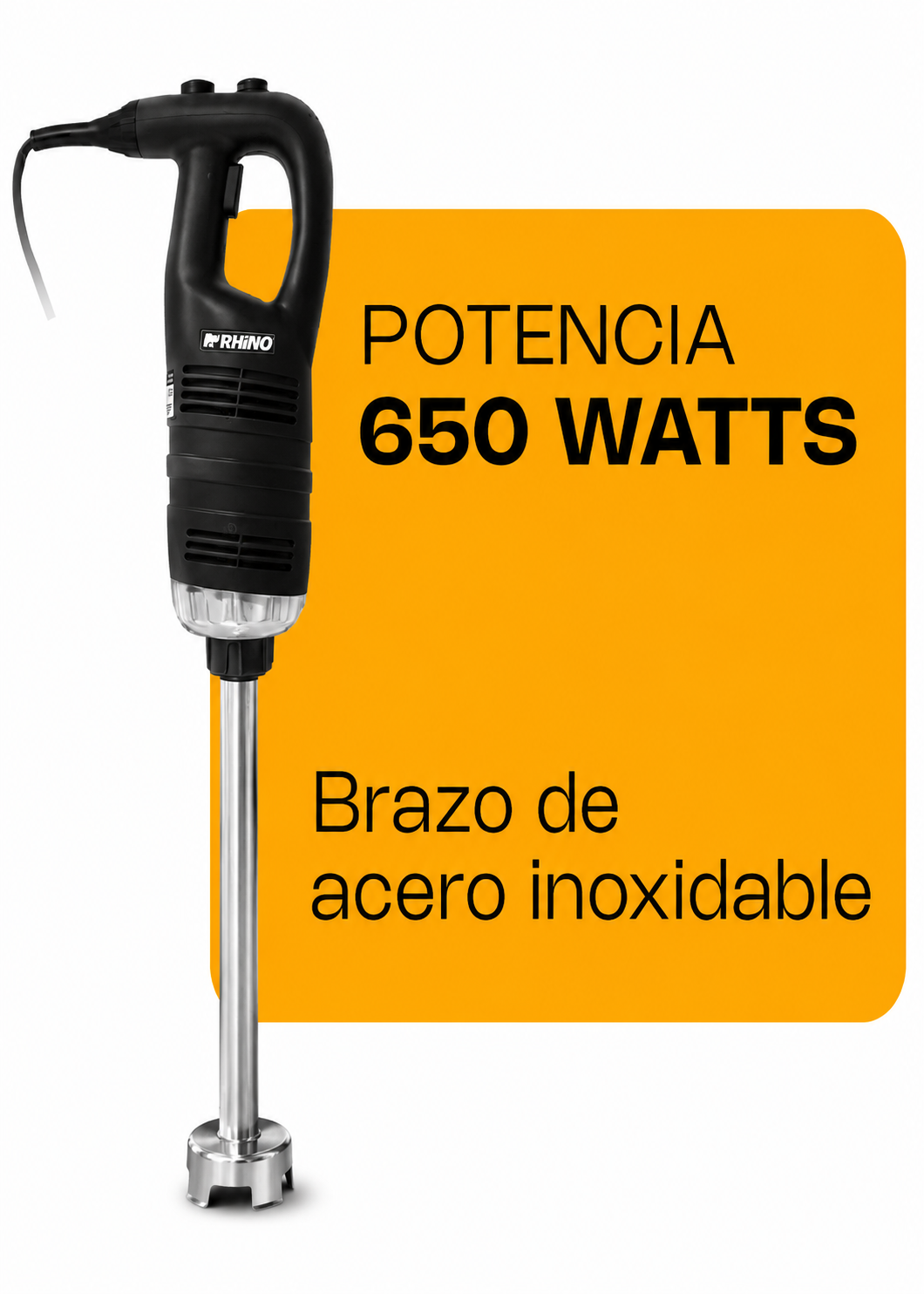 Turbolicuador industrial de acero inoxidable 180 L 650 Watts. Brazo de 51.7 cm. Plástico PA66 / CF30.Rhino TURLIC-650 — imagen de producto