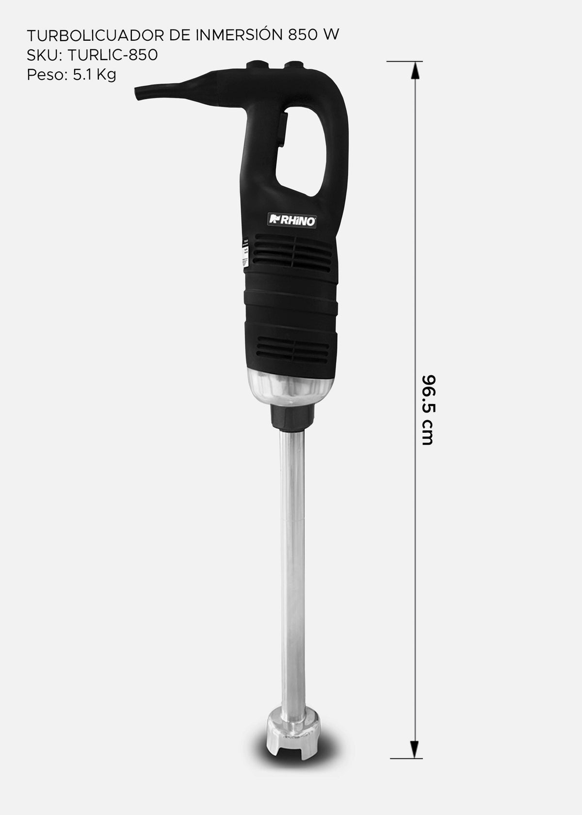 Turbolicuador de inmersión con brazo de acero inoxidable 850 W. Rhino TURLIC-850 — imagen de producto