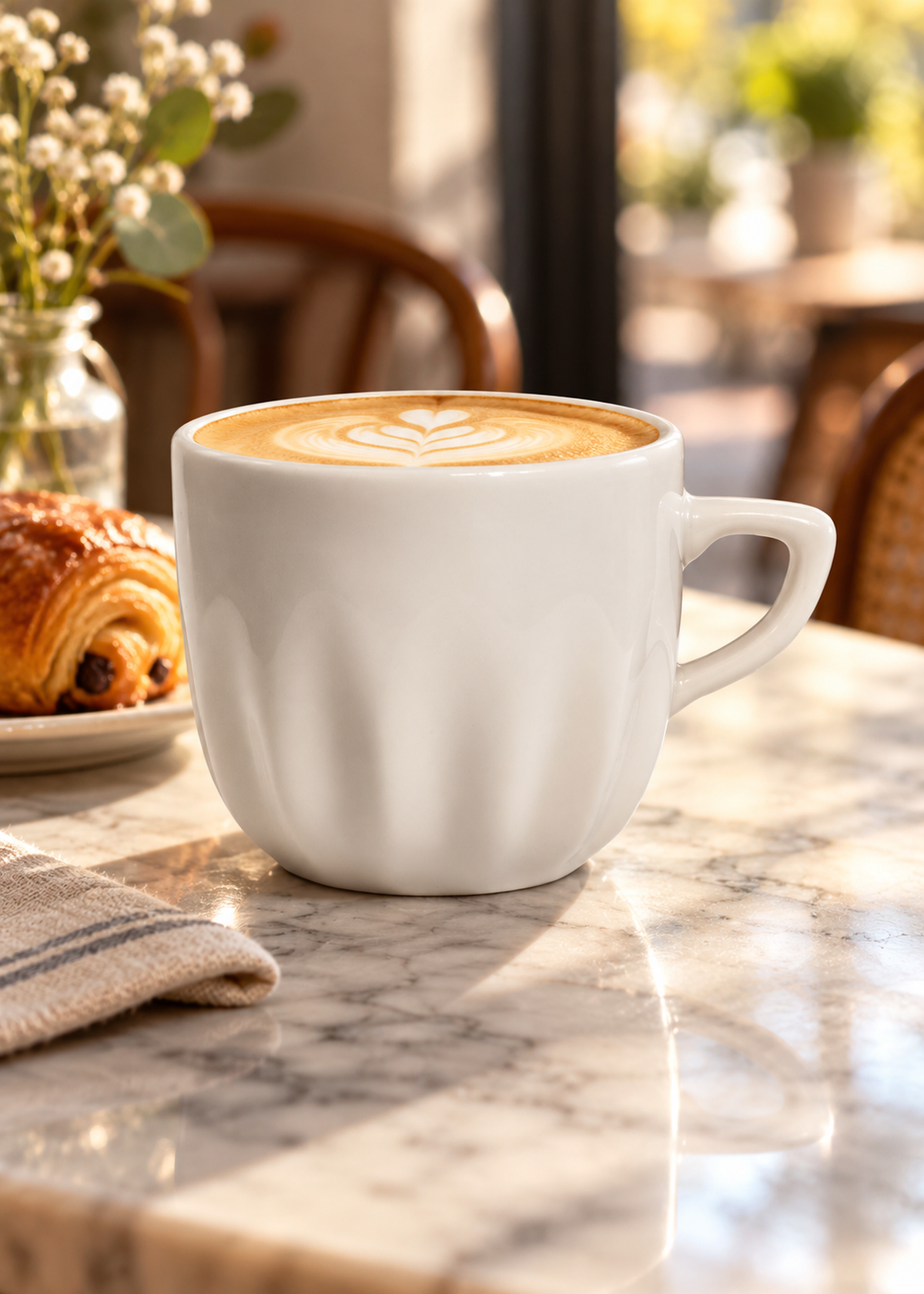 Taza para café de porcelana vitrificada Raw 375 ml — imagen de producto en uso
