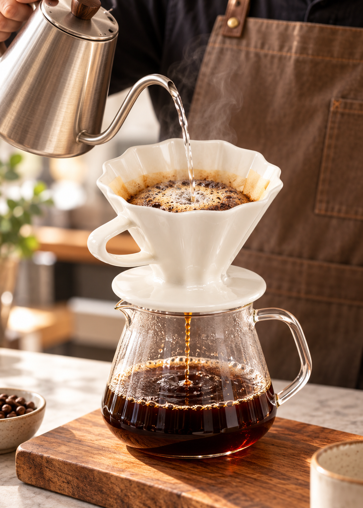 Taza para café filtrado de porcelana Dripper Ø 11 cm — imagen de producto en uso