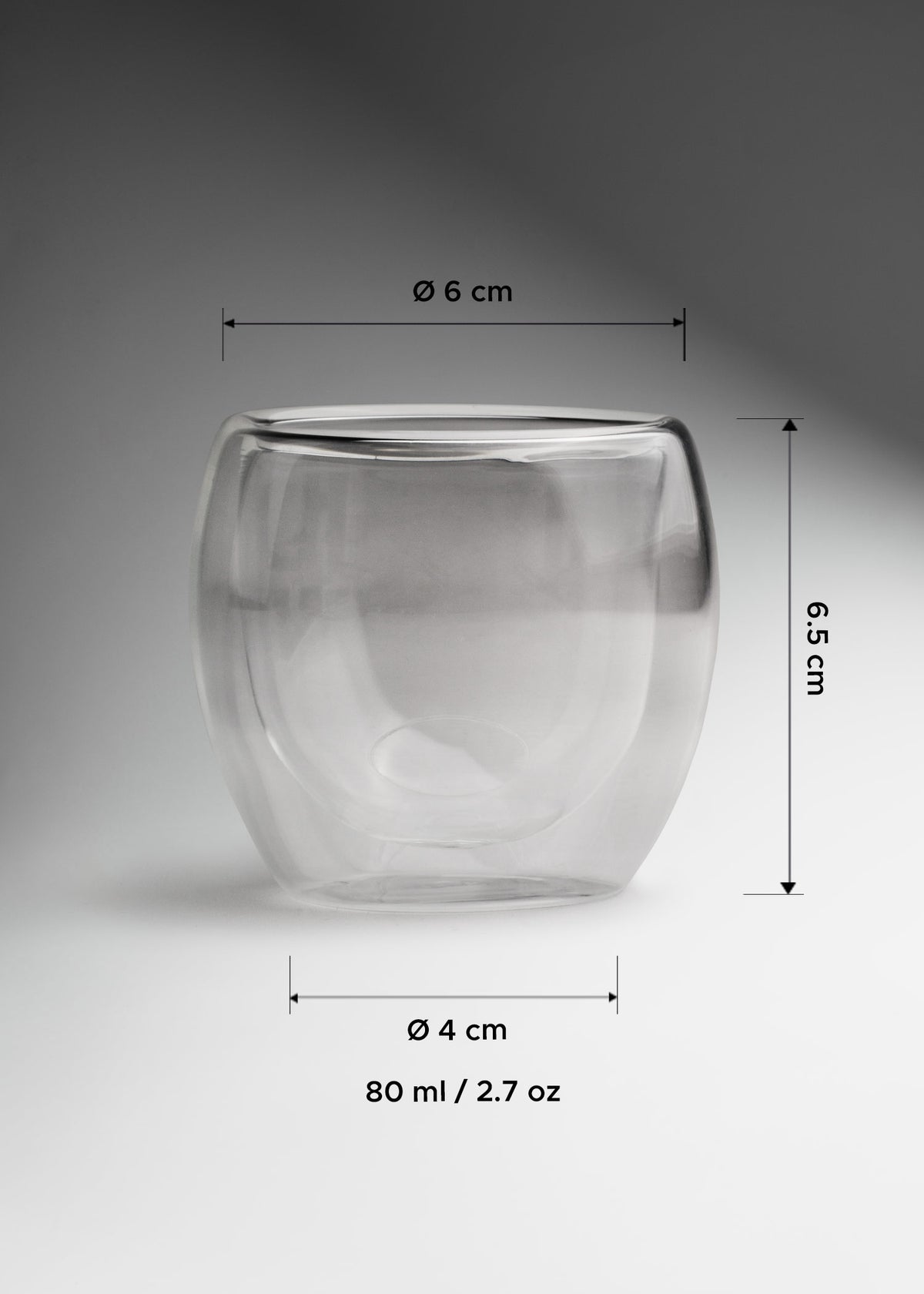 Vaso de vidrio transparente doble pared Shot 80 ml — imagen de producto