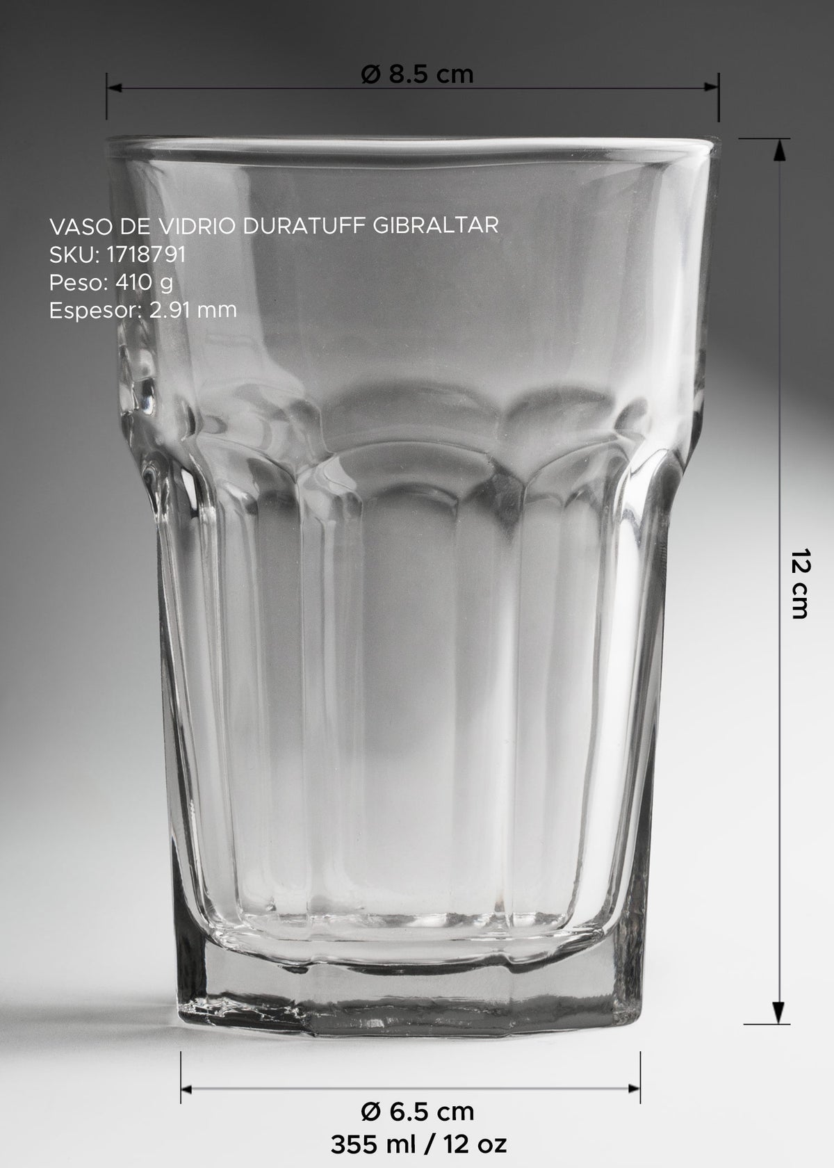 Vaso Gibraltar transparente de 355 ml para restaurante