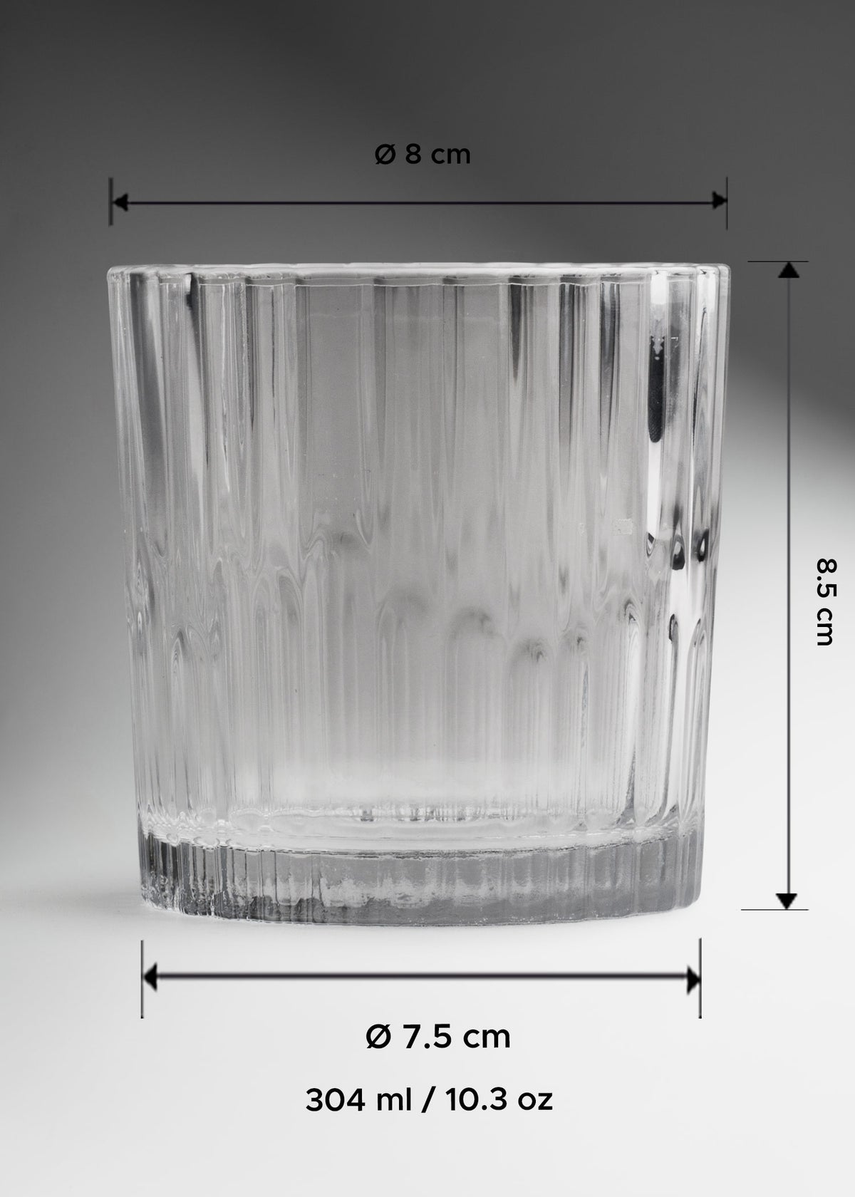 Vaso old fashion de vidrio transparente Flashes 304 ml — imagen de producto