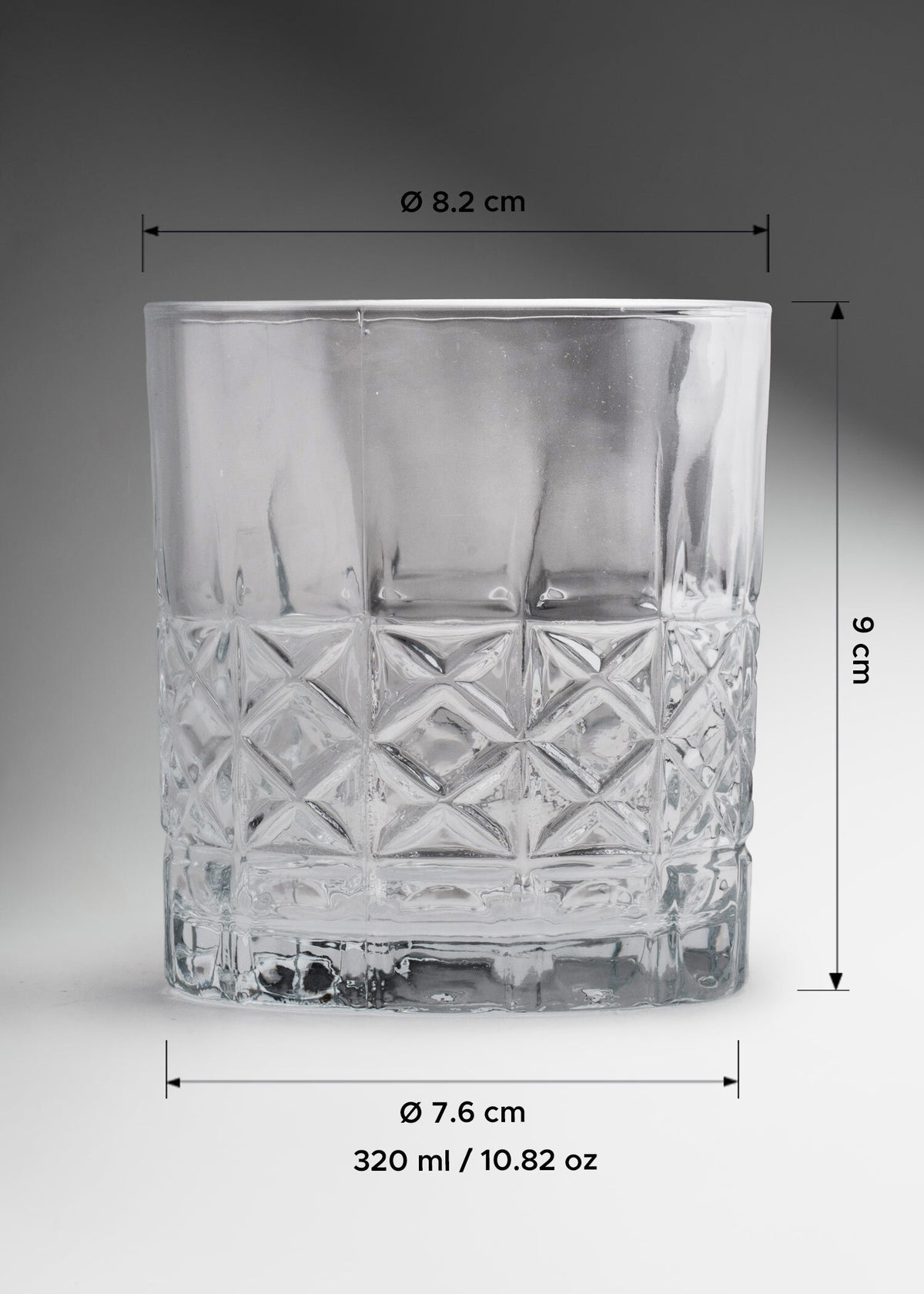 Vaso de vidrio transparente Old Fashion Isabel 320 ml — imagen de producto