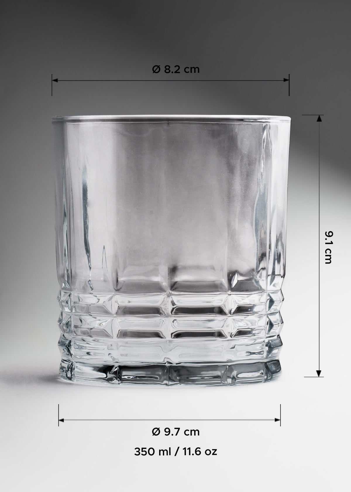 Vaso de vidrio transparente Old Fashion Lando 350 ml — imagen de producto