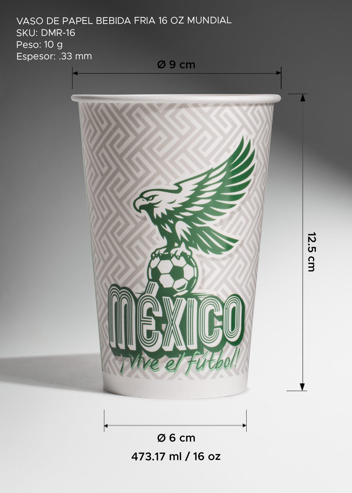 Vaso de papel para bebida fría mundial 473 ml / 16 oz — imagen de producto