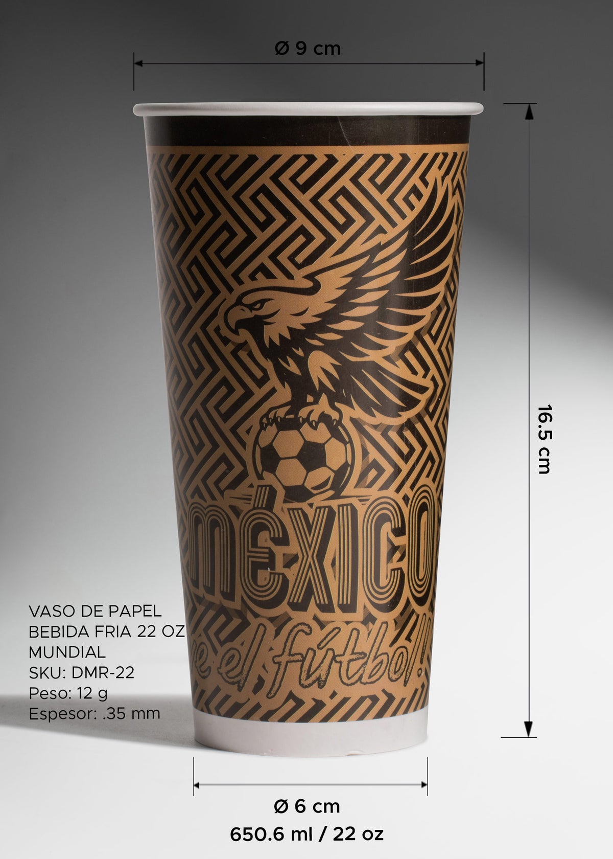 Vaso de papel para bebida fría mundial 650 ml / 22 oz — imagen de producto