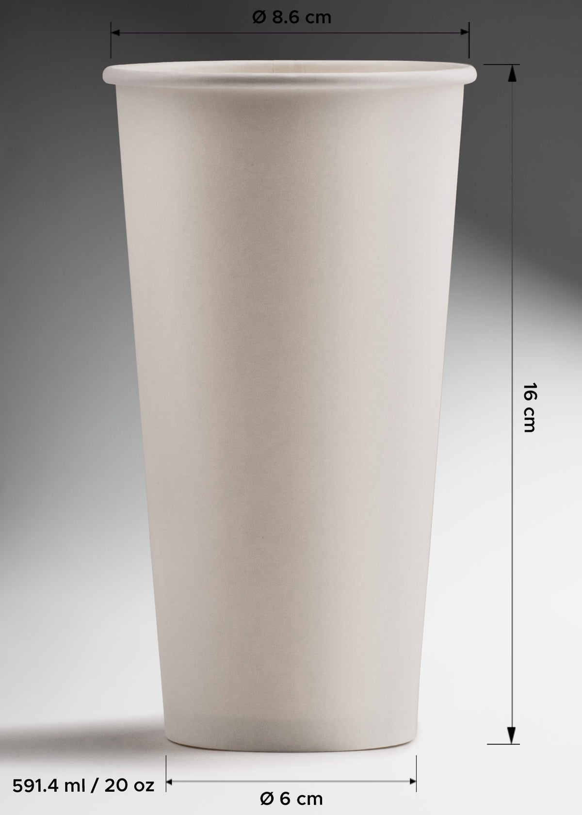 Vaso de papel blanco para bebida caliente de 20, 16, 12, 10 oz — imagen de producto