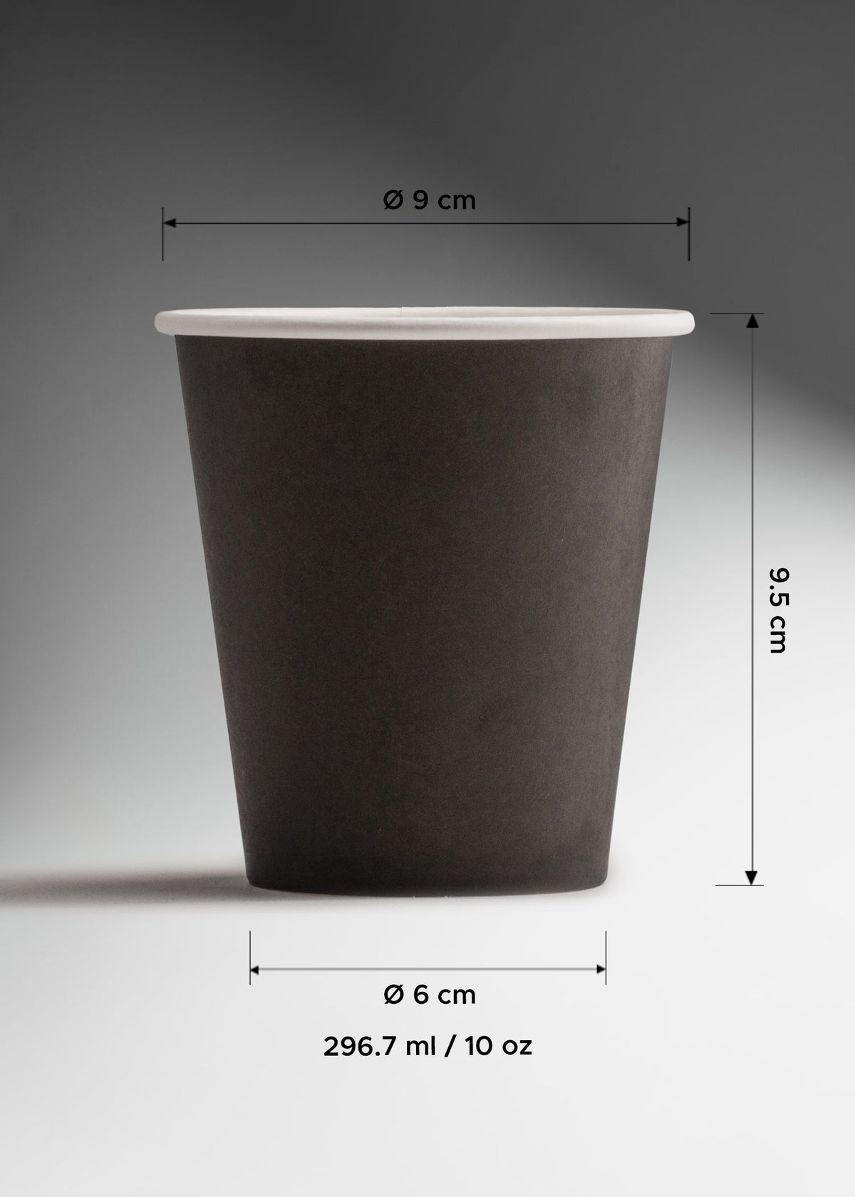 Vaso de papel negro para bebida caliente de 10, 12 16 y 20 oz — imagen de producto