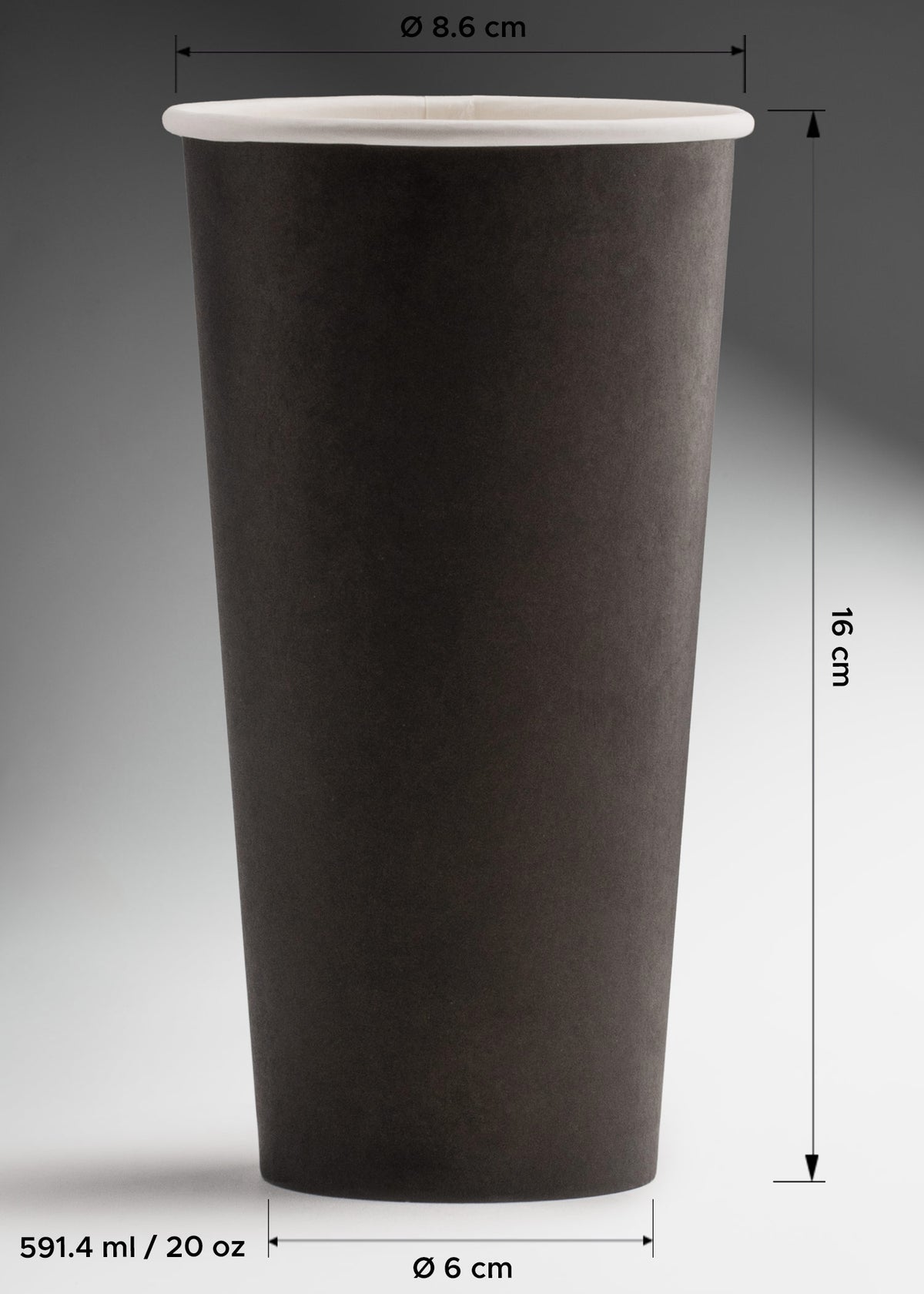 Vaso de papel negro para bebida caliente de 10, 12 16 y 20 oz — imagen de producto