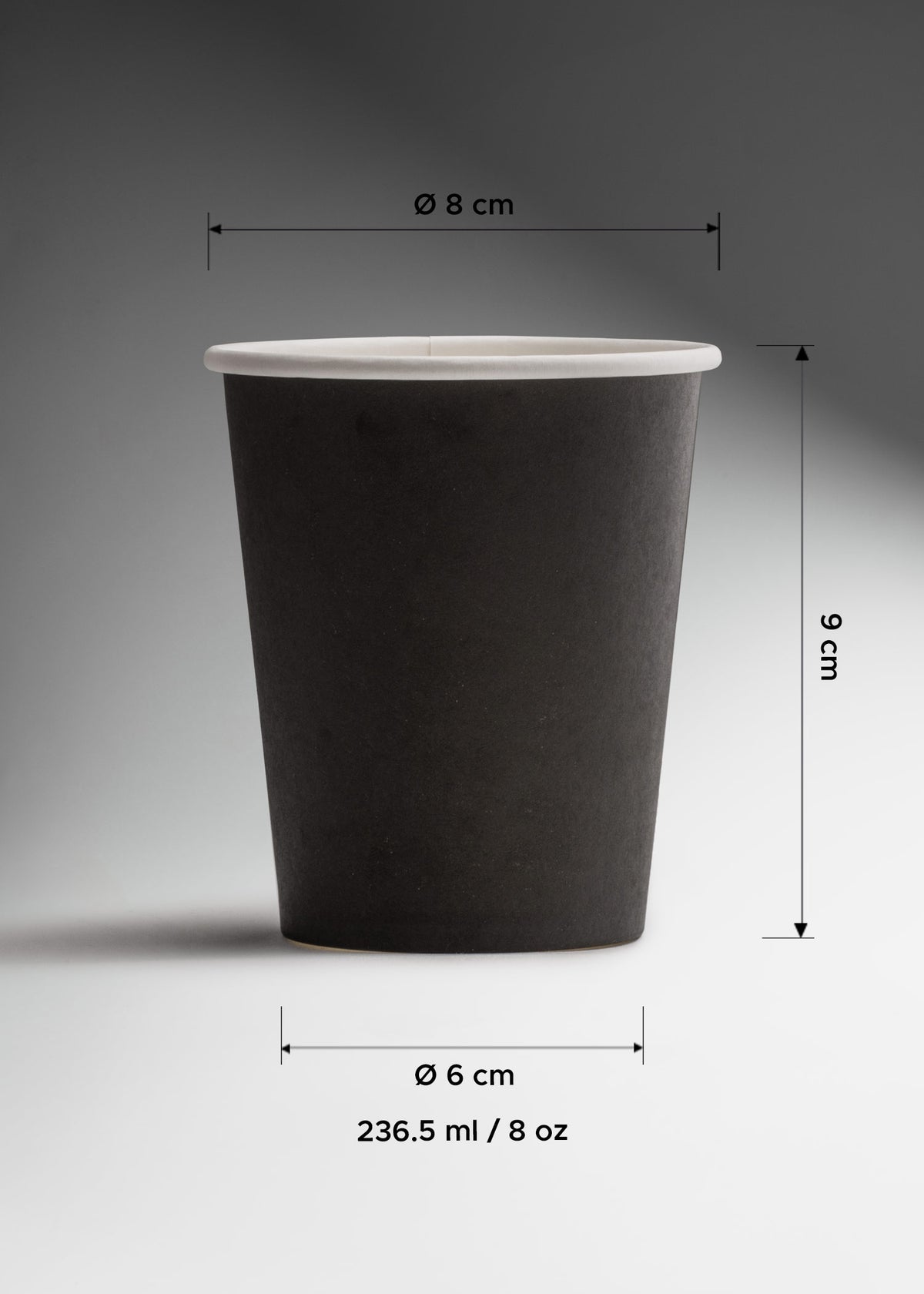 Vaso de papel negro para bebida caliente 8 oz — imagen de producto
