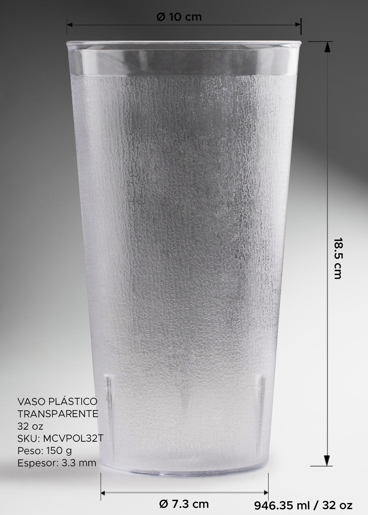 Vaso de plástico policarbonato reutilizable transparente para restaurantes, bar y bebidas grandes 946 ml — imagen de producto