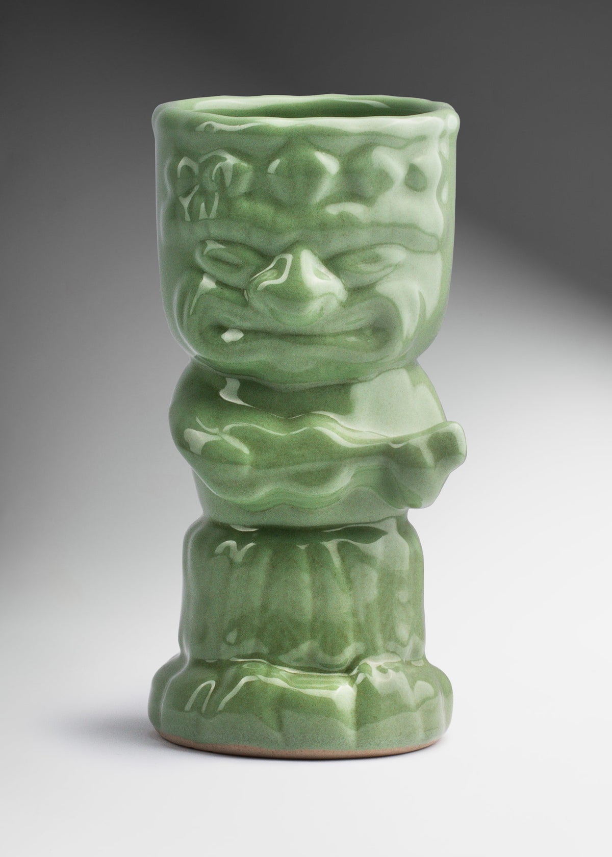 Vaso tiki de cerámica de alta temperatura azul metálico, azul cielo, café, coral, gris y verde Hawaiano Cíclope 440 ml — imagen de producto