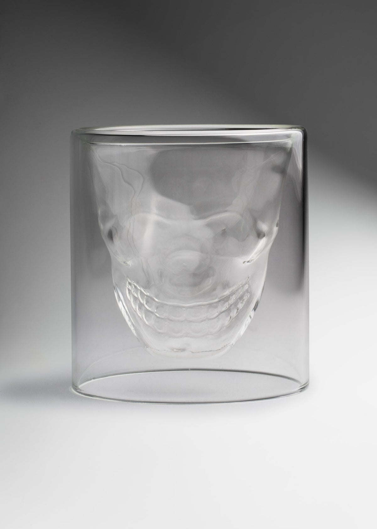 Vaso de vidrio transparente doble pared Old Fashion Calavera 250 ml — imagen de producto