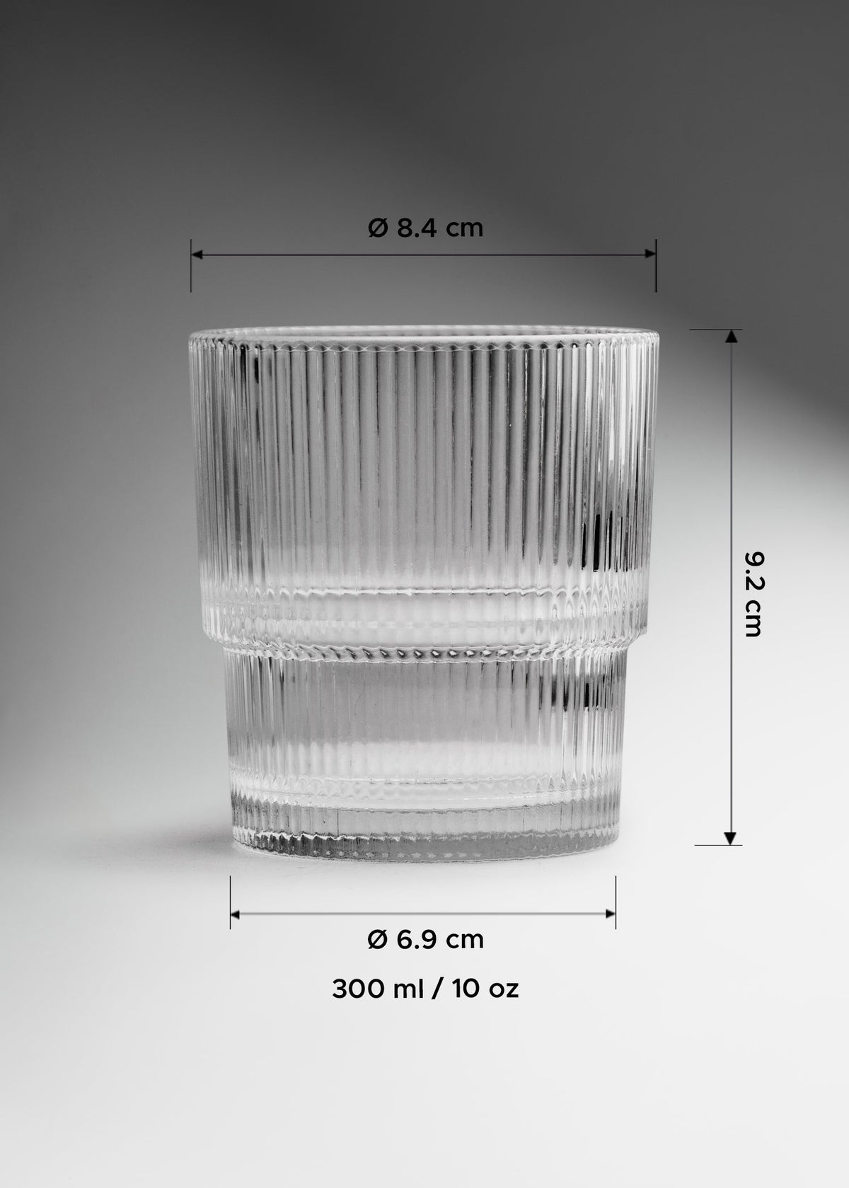 Vaso de vidrio transparente Old Fashion Dof Lines 300 ml — imagen de producto