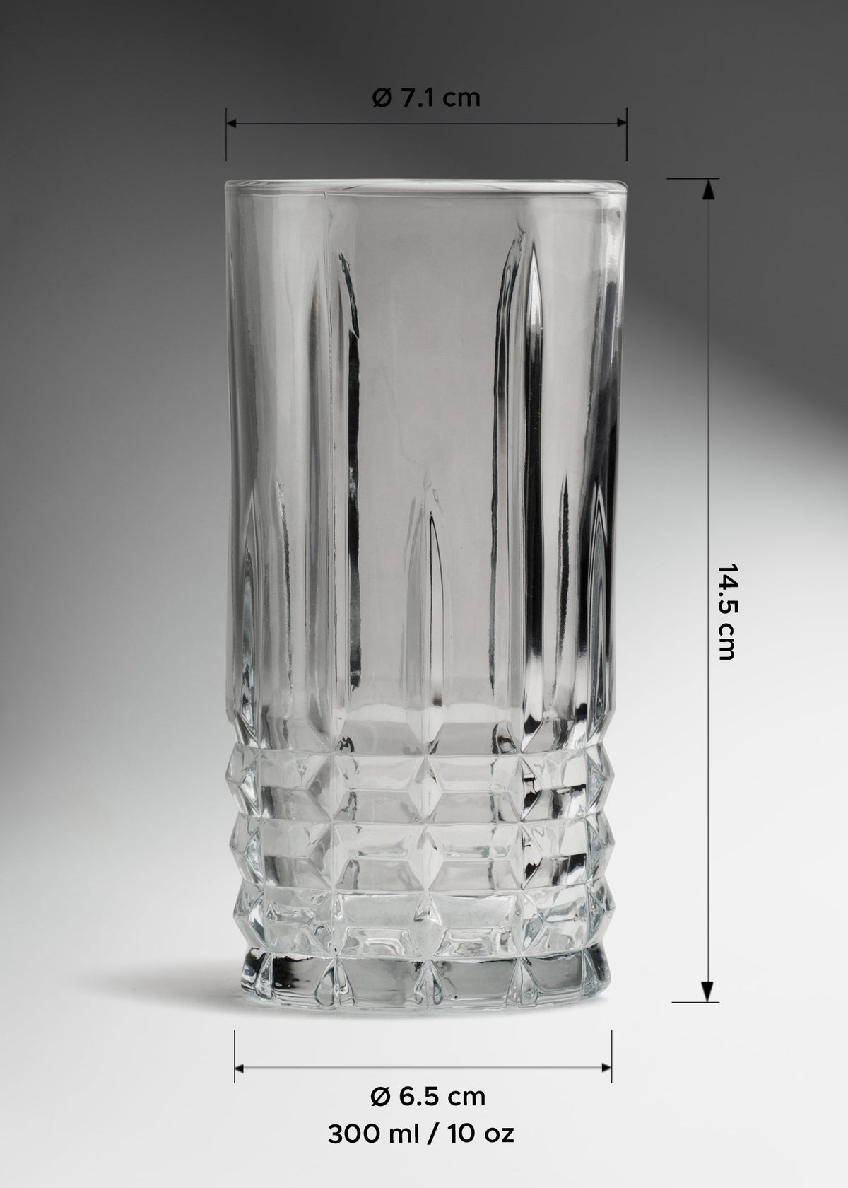 Vaso de vidrio transparente highball Lando 300 ml — imagen de producto