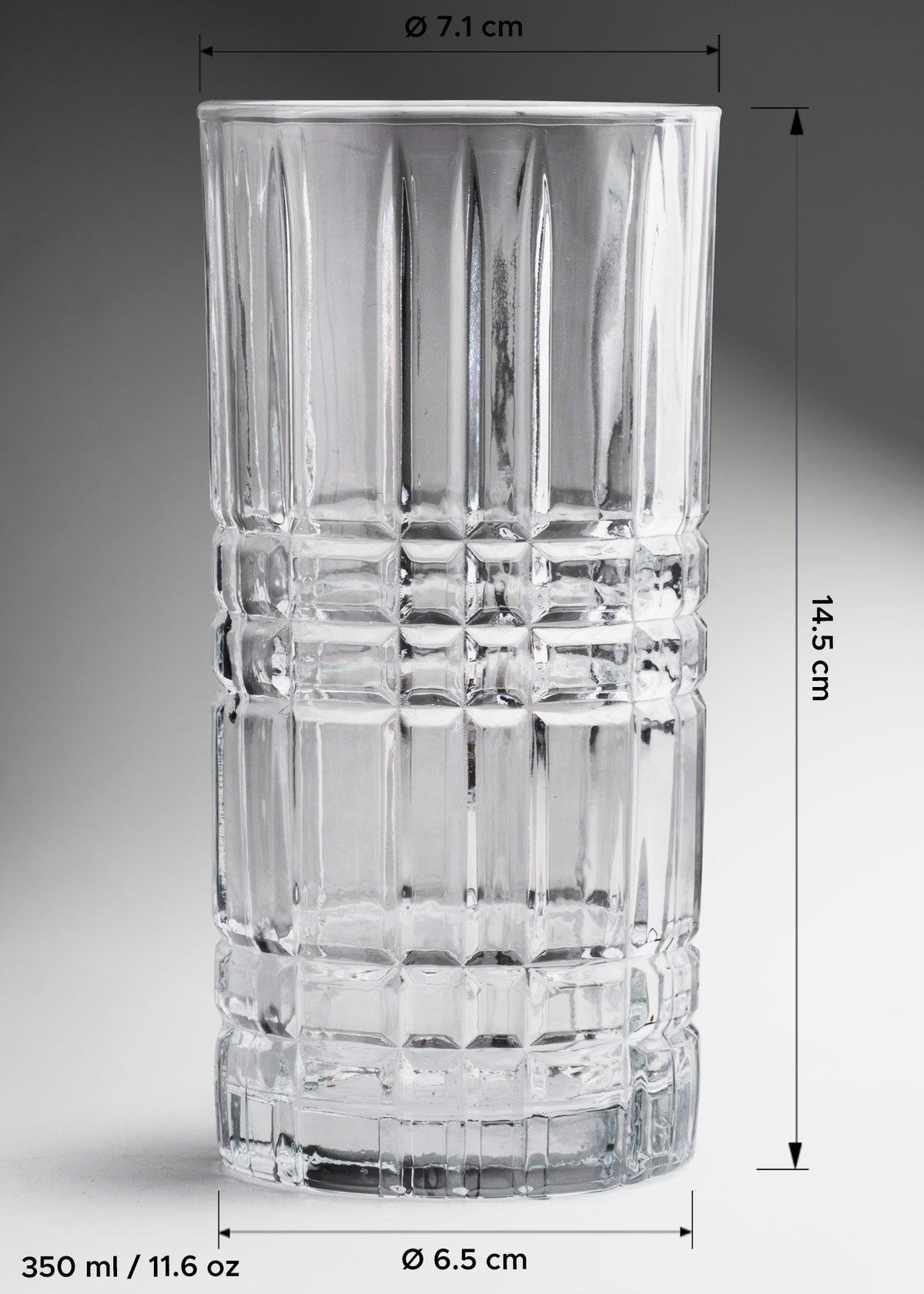 Vaso de vidrio transparente highball Leonor 350 ml — imagen de producto