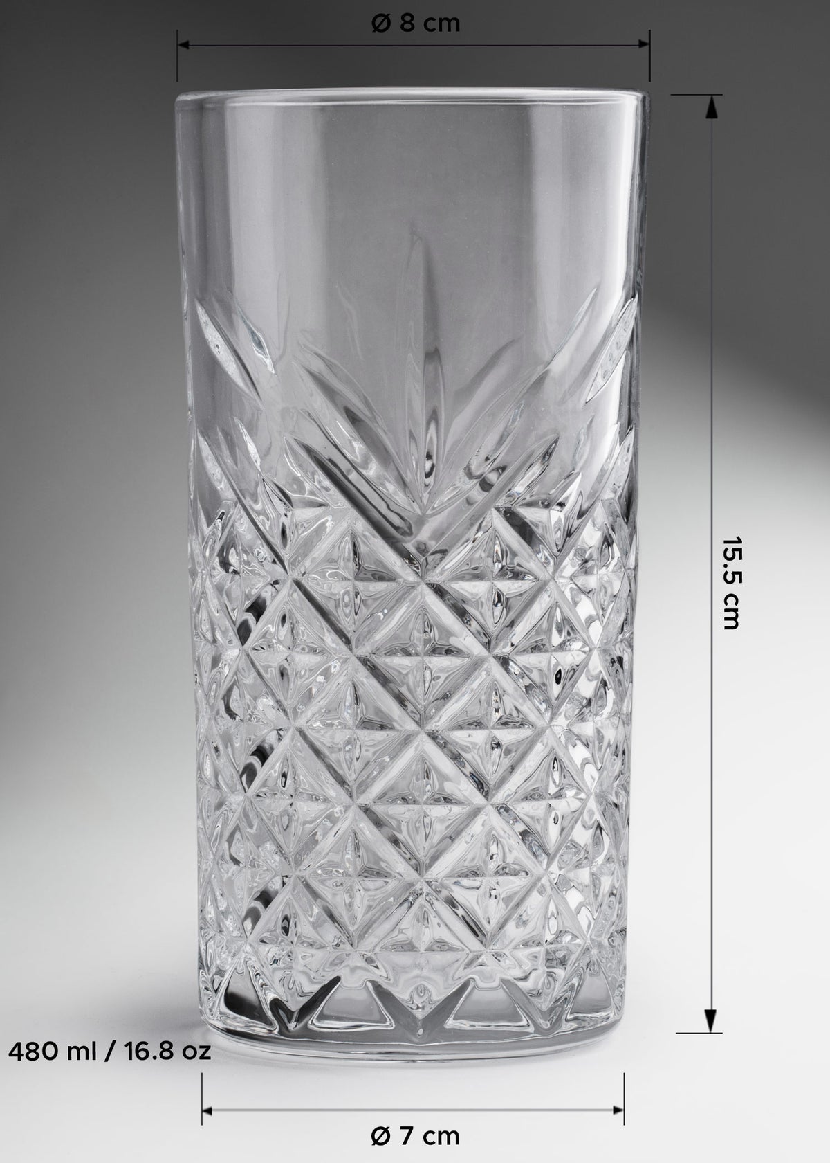 Vaso highball de vidrio transparente Infinity 480 ml — imagen de producto