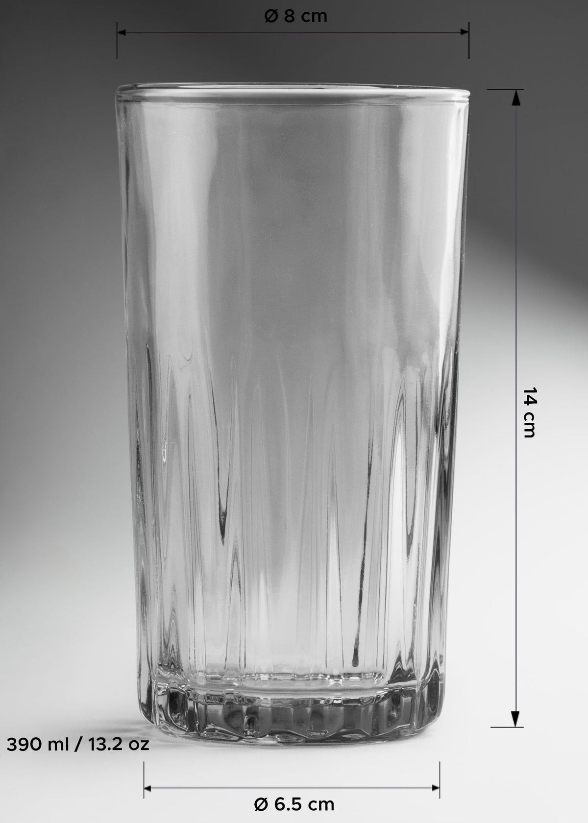 Vaso de vidrio transparente highball Kristalin 390 ml — imagen de producto