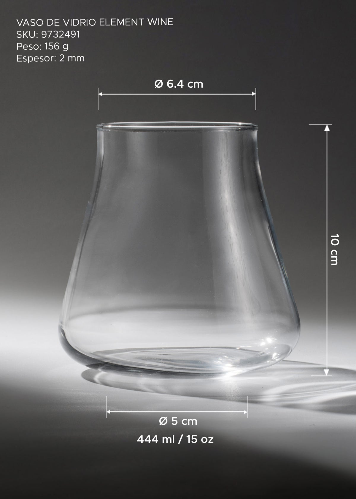 Vaso Element Wine sin tallo de vidrio de 444 ml