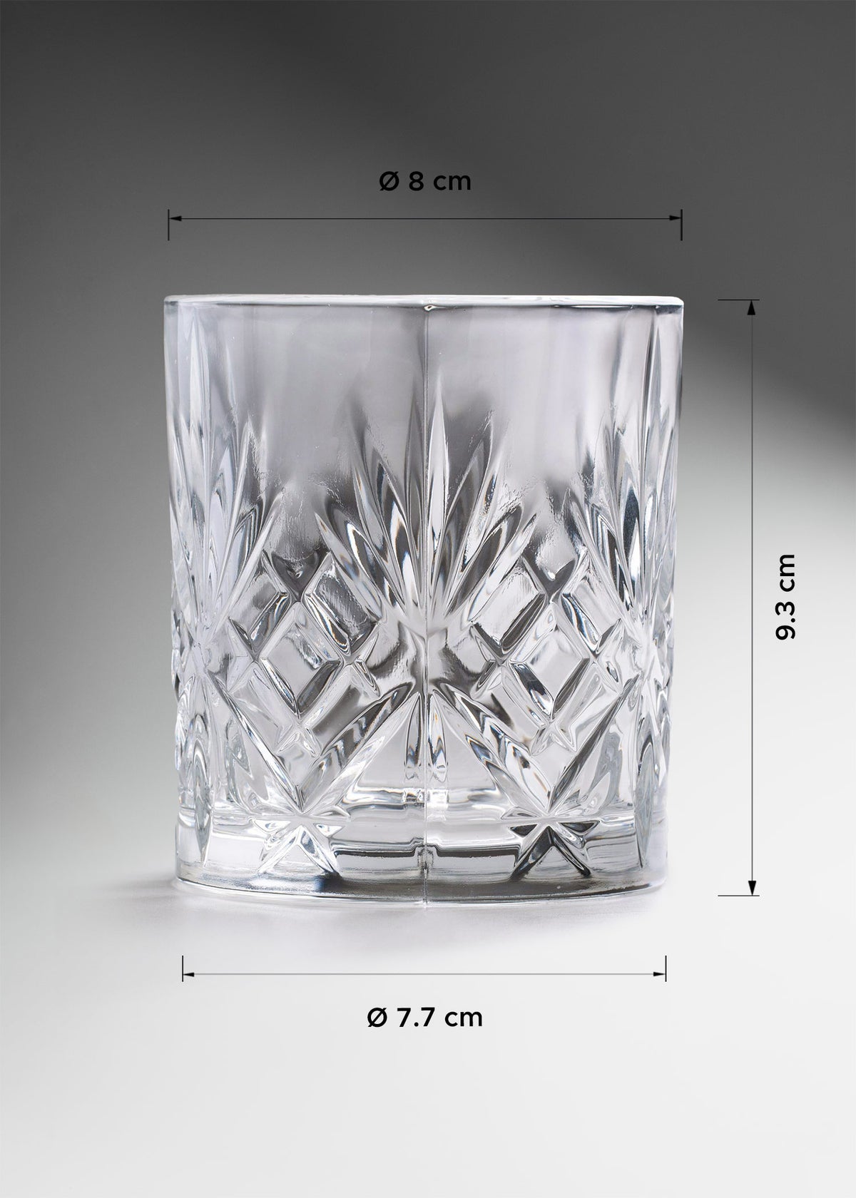 Vaso de vidrio cortado transparente Turín O.F.  310 ml — imagen de producto, vista 2