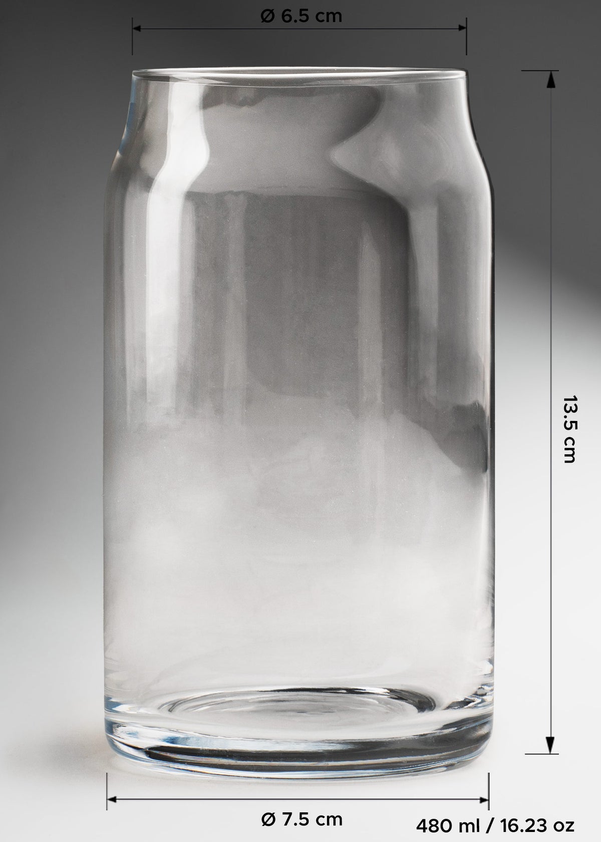 Vaso lata de vidrio transparente liso grado alimenticio ideal para restaurantes, coctelería y bar Vexo 480 ml — imagen de producto
