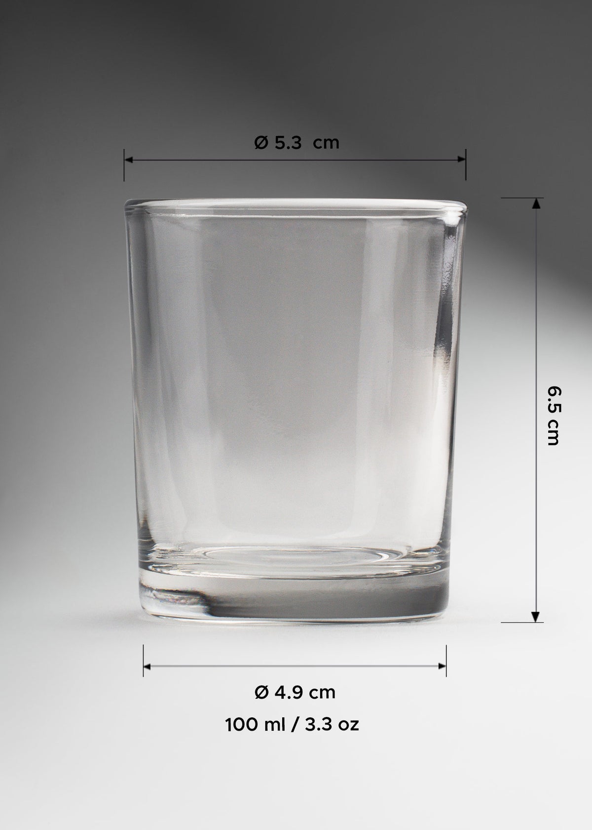 Vaso de vidrio transparente cilíndrico para velas Votivo 100 ml /3.3 oz — imagen de producto
