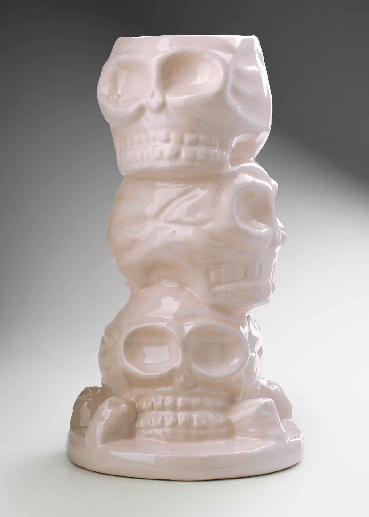 Vasos tiki de cerámica de alta temperatura blanco y café 3 cabezas calavera 550 ml — imagen de producto