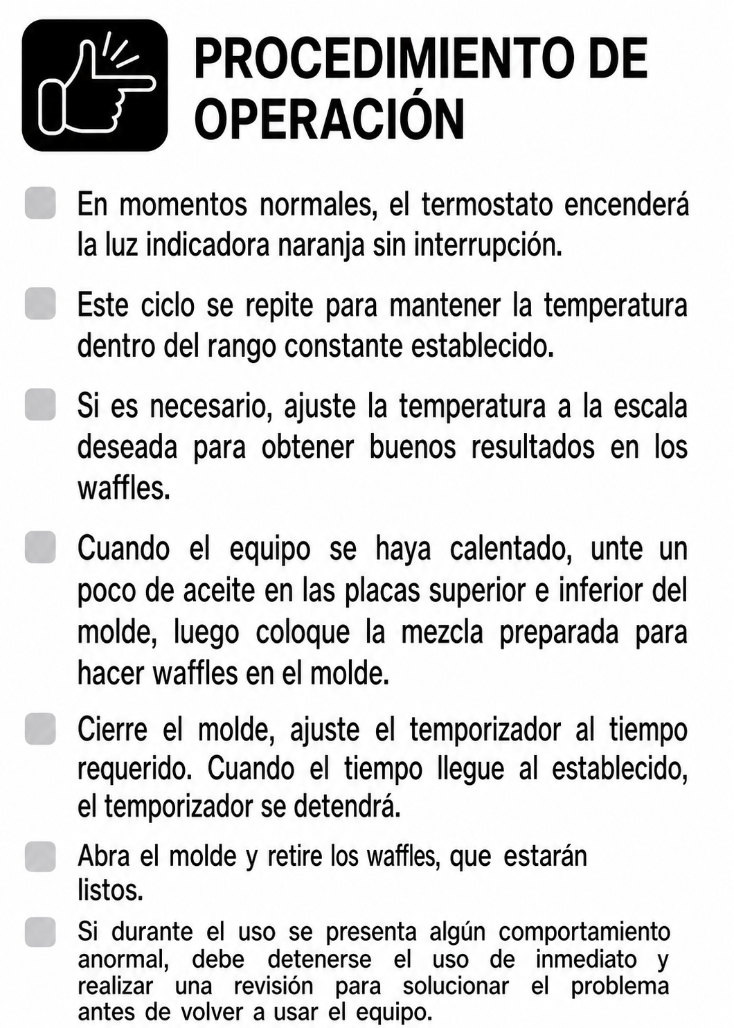 Waflera belga profesional giratoria doble 1800 Watts. Rango de temperatura de 50°C a 300° C. Platos de aluminio con recubrimiento de teflón. Cuerpo de acero inoxidable. Rhino WABE-2400 — imagen de producto