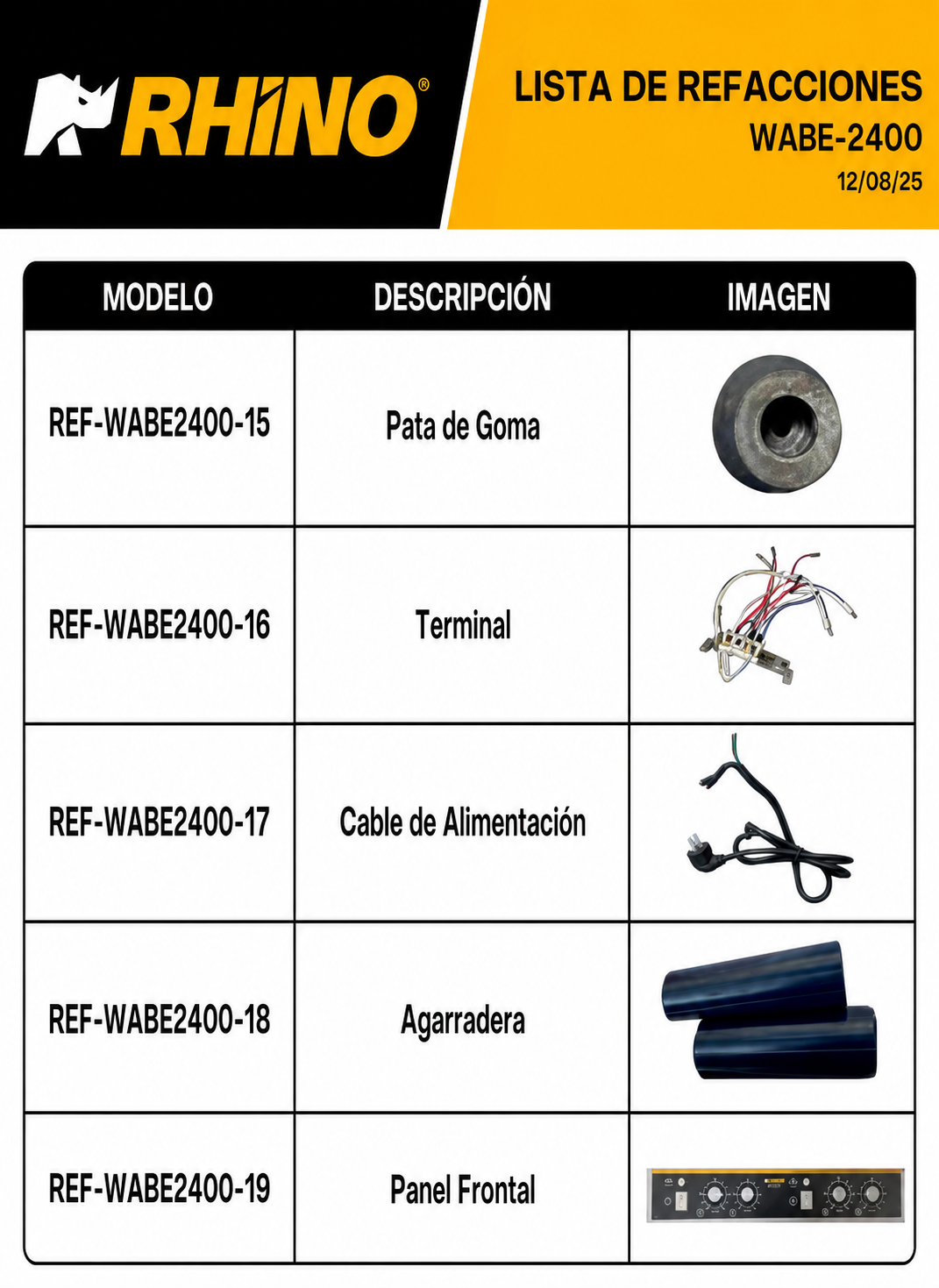 Waflera belga profesional giratoria doble 1800 Watts. Rango de temperatura de 50°C a 300° C. Platos de aluminio con recubrimiento de teflón. Cuerpo de acero inoxidable. Rhino WABE-2400 — imagen de producto